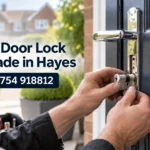 KwikFix Locksmiths upgrading a front door lock at a home in Hayes.