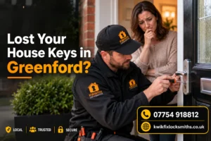 KwikFix Locksmith helping a homeowner after lost house keys in Greenford